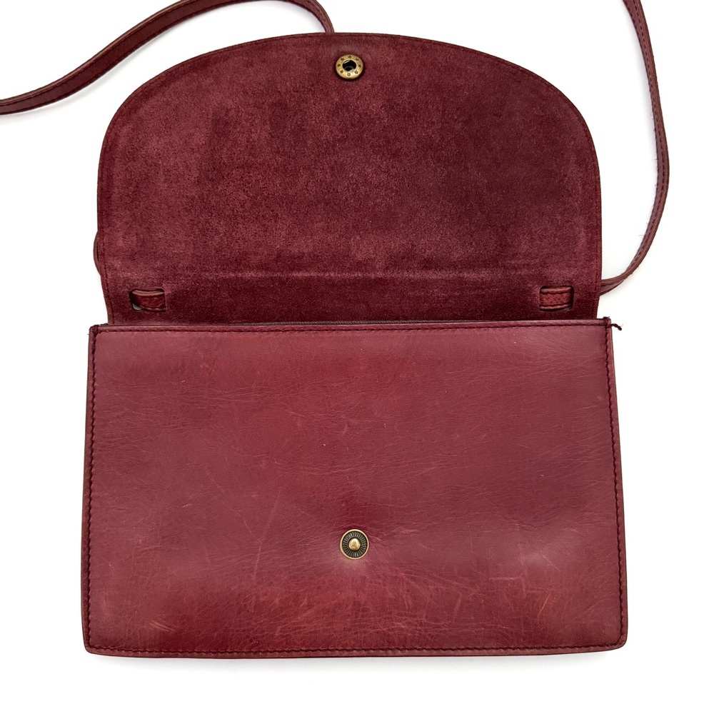 Madewell The Slim Red Brown Leather Convertible Crossbody Shoulder Bag Trifold - Picture 4 of 8